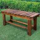 Outdoor Garden Bench, 3-Person Wood Patio Bench Weatherproof Outdoor Backless Bench, Anti-Corrosion and Anti-Rust Garden Benches for Garden Lawn Porch Park Backyard (Carbonized,47.25''/120cm)