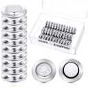 Outus 48 Pieces Magnetic Name Badge Holders Round ID Badge Magnets Tags Adhesive Name Tag Holders with Plastic Box