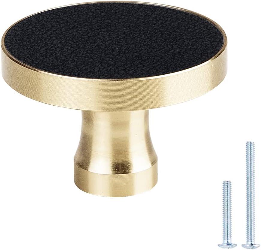 10 Pack Brass Kitchen Cabinet Hardware Round Knob,Gold Drawer Dreeser Pull,1-1/4"(32mm) Diameter,Unique Style for Modern Home Dcor - Black