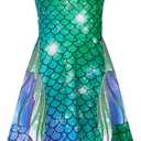 Funnycokid Girls Dress Summer Sleeveless Sundress Birthday Outfit Twirly Mermaid Party Kids  (6-7 Years)
