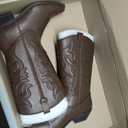 Soda “Rodeo” ~ Women's Knee High Western Cowboy Boots with Stitched Detailing, Pointed Toe, and Low Block Heel, Size 10