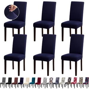 Chair Covers, Stretch Kitchen Chair Covers/Dining Room Chair Covers Set of 6, Removable Washable Dining Chair Slipcovers for Home, Hotel, Banquet (.Navy Blue)