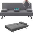 H.VERSAILTEX 4 Pieces Stretch Futon Covers Sofa Bed Slipcover with Removable Armrests and Cupholders Covers Furniture Protector High Spandex Small Checks Jacquard Fabric, Grey