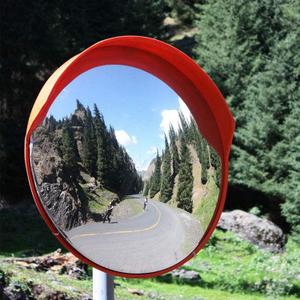 18" Convex Mirror for Pole, 18 Inch Orange Driveway Traffic Mirror for Blind Spot, Wide View Security Mirrors for Warehouse, Garage, Office Indoor Outdoor