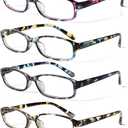6 Pack Ladies Reading Glasses for Women Blue Light Blocking Spring Hinge Fashion Eyeglasses Readers for Women (6 Pack Mix Color-9, 3.50)