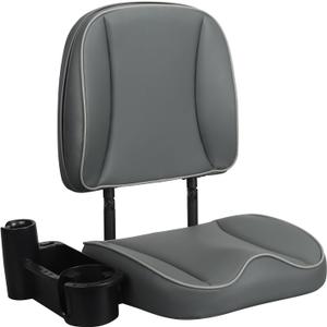 Folding Boat Seat Low Back Fishing Boat Seats with Cup Holder, Charcoal/Charcoal/Light Gray