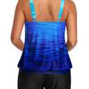 Aqua Eve Two Piece Women's Tankini Swimsuits Blouson Swim Tank Top with Shorts Modest Bathing Suits Blue Gradient 20W (Blue)