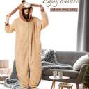 Unisex Adult Onesie Cartoon Goat Pajamas Animal Cosplay One Piece Comfy Sleepwear Homewear Halloween Costume (Brown, L)