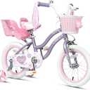 Glerc Petal Girls Bike 12-18 Inch for Ages 2-9, Kids Bike with Training Wheels, Basket & Streamers, Princess Style Kids Bicycle, for Girls