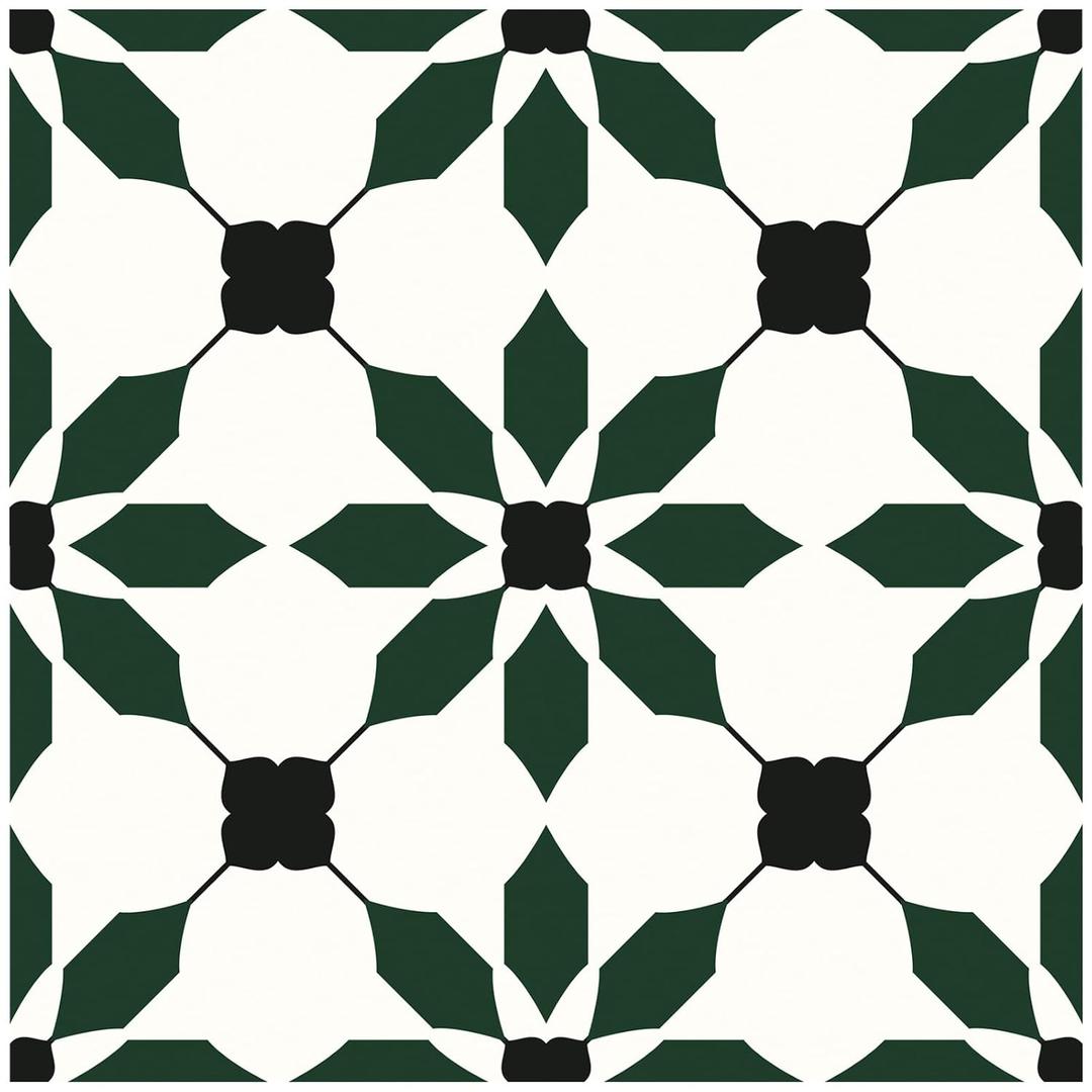 MORCART 7.87" x 7.87" Peel and Stick Floor Tile, 20 PCS Self-Adhesive DIY Vinyl Flooring, Removable and Waterproof Tile Sticker for Bathroom, Kitchen, Wall, Bedroom, Stairs (Black Green)