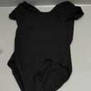 MOLLDAN Girls Dance Ballet Leotards Short Sleeve Criss Cross Straps Back(2QT5027-06-XXL) Black