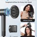 High Speed Ionic Hair Dryer, 160,000 RPM Brushless Motor Blow Dryer for Fast Drying, 500M Negative Ions for Frizz-Free Hair, Smart Heat Control, Low Noise Lightweight with Magnetic Diffuser & Nozzle