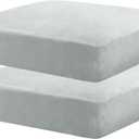 MAXIJIN Velvet Stretch Cushion Covers Couch Cushion Slipcovers Loveseat Sofa Sest Covers for Individual Cushions with Elastic Bottom (2 Piece Loveseat Seat Slipcovers, Silver Grey)