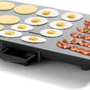 12x20inch Electric Griddle by BBQ Masters, 1700W Fast Even Heating, ILAG Granite Nonstick, Sloped Cooking Surface, Frameless Design for Easy Cleaning, Great for Family Gatherings, Grey