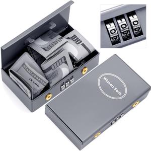 1 Pack Combination Lock Metal Box for Gamblers Pocket Safe Coded Casino Winner Bank Cash Drop Box Portable Casino Money Boxes for Cash Saving Go Home Money Gifts, 4.3 x 2.36"(Silver)
