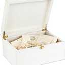 Larger Wooden Memory Wedding Keepsake Boxes With Hinged Lids - Decorative Storage Box With a Hinge Lids For Letter Time Capsule - Wooden Gift Boxes，5.3“*8.6”*11.7“ - White