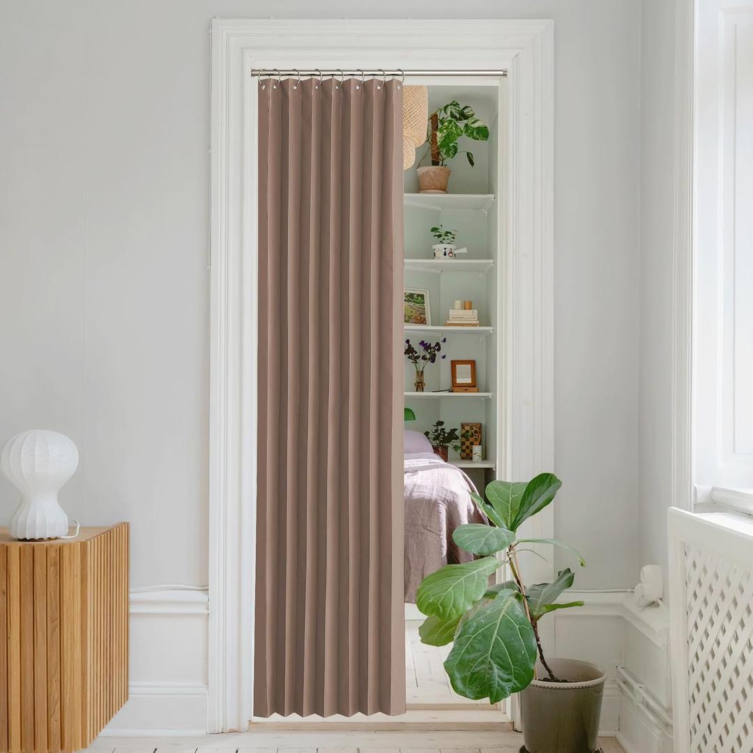 NICETOWN Closet Curtains, Accordion Style Blackout Door Curtains for Doorways, Pleated Folding Doors Curtain for Room Divider Privacy, 1 Panel, W38 x L80, Cappuccino