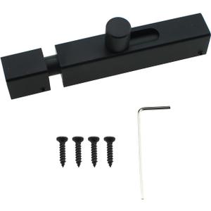 RLECS 75mm/3inch Bedroom Door Lock Door Reinforcement Lock Internal Door Slide Lock Aluminium Square Plain Latch Black Slide Bolt Latch Suitable for Bathroom Bedroom Locker and Cabinet