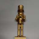 Weysat 2 Pcs Neutral Christmas Nutcracker Figure Gold Wooden Nutcracker Figures with Velvet Bow Christmas Ornament for Xmas Festival Party Gift Shelves Table Desktop Fireplace Decor, 10inch, 15inch