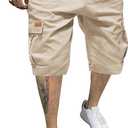 JMIERR Mens Casual Twill Cargo Shorts Cotton Drawstring Classic Cargo Chino Stretch Short with 6 Pockets for Men, US42(3XL), A Apricot