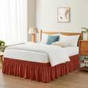 Entisn Orange Adjustable Bed Skirt for Full & Queen Size Bed - with 14 Inch Tailored Drop, Wrap Around Bed Skirts with Adjustable Elastic Belt for Easy Fitting - Wrinkle & Fade Resistant