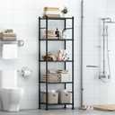 Sakugi Storage Shelves - Set of 2, 5-Tier Metal Shelf Organizer, Space-Saving Garage Shelving with Leveling Feet, Standing Shelves Organizer for Kitchen, Laundry, Pantry (18.4" x 12.6" x 57.4", Black)