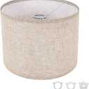 Small Lamp Shade, Beige Drum Lampshade 8.7''Top X 8.7'' Bottom X 7.9'' High, Replacement Lamp Shade Natural Linen Hand Crafted for Table Lamps Floor Lamps Chandelier Lamp, Easy Assembly Required