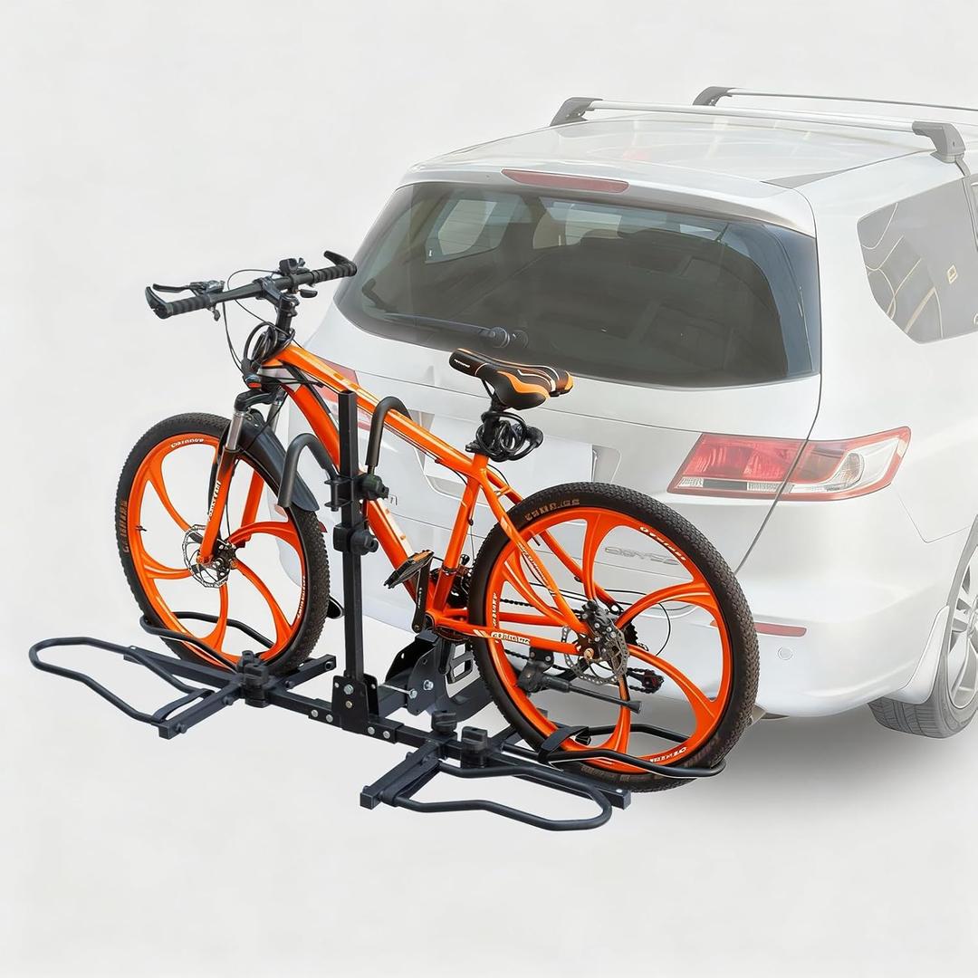 Bike Rack Hitch, 2 Bike Rack for Hitch, Hitch Mount Bike Rack for Car SUV Truck, 160 lbs Capacity, Foldable Tilt-Away Trailer Hitch Bike Rack for E-Bikes and Fat Tire Bikes, Fits 2" Receiver