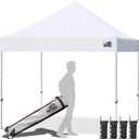 Eurmax USA 10x10ft Pop Up Canopy,Commercial Instant Tent for Outdoor Events,Patented No-Tip Rolling Storage Bag with 4 Sandbags,UV & Water Resistant,Heavy Duty Portable Shelter Gazebo,White