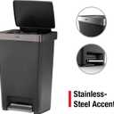 Rubbermaid Premier Series IV Step-On Trash Can for Home and Kitchen, 12.4 Gallon, Stainless Steel Lid Charcoal, for Home/Kitchen/Garage/Apartment/Office