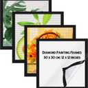 Unittype 4 Pack Diamond Painting Frames Magnetic Diamond Art Frames Self Adhesive for Painting Pictures Canvas Room Wall Window Door Decorations Accessories, Black(12 x 12 Inch/ 30 x 30 cm)