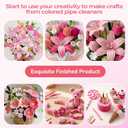 Libima 3800 Pcs Pipe Cleaners Bulk 10 Colors 12" Graduation Pipe Cleaners Craft Set Chenille Stems Flower Kit 6mm Colorful End Year of Teacher Gift Fuzzy Sticks Party Supply for DIY Art (Pink)