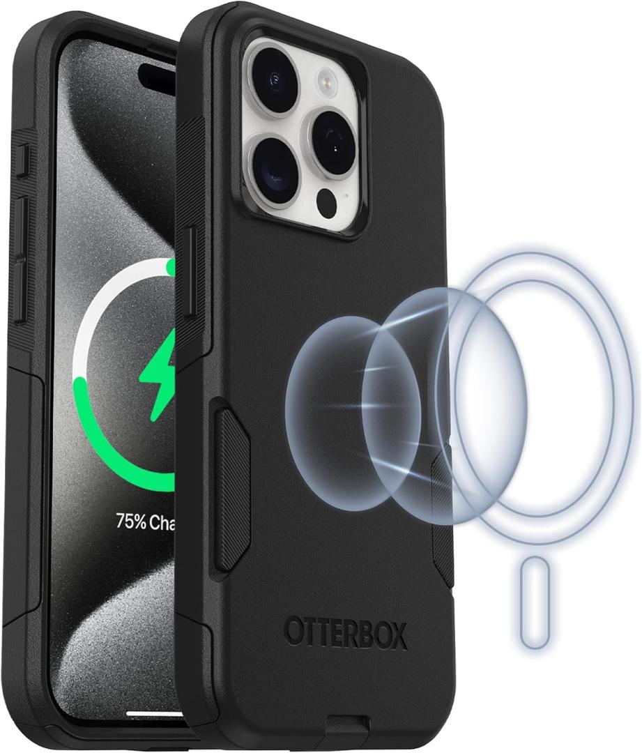 OtterBox iPhone 15 Pro Commuter Series Case - MagSafe Edition - Black, Slim & Tough, Pocket-Friendly, with Port Protection