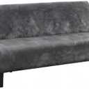 H.VERSAILTEX Real Velvet Futon Cover Armless Sofa Covers Sofa Bed Covers Stretch Futon Couch Cover Sofa Slipcover Furniture Protector Thick Soft Velvet Fabric Form Fitted Stay in Place, Grey