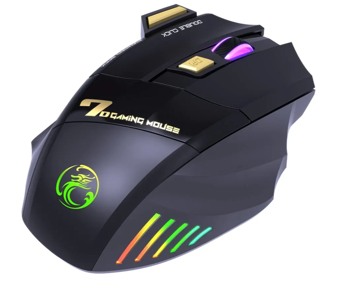 Mute Ergonomic Gaming Mouse iMice GW-X7 7 Buttons Rechargeable RGB Wireless Adjustable DPI Ergonomic Gaming Office Mice