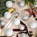 3.15" Vintage Christmas Ball Ornaments, Rustic Silver & White Distressed Christmas Ornaments Set, Shatterproof Farmhouse-Style Tree Decorations for Xmas Home Holiday Dcor(Pack of 8)