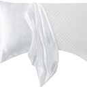 HOMBYS Curved Pillow Cases Queen Size 2 Pack Side Sleeper Pillowcase (97% Polyester, 3% Spandex ) Cover with Zipper-Smooth, Soft and Breathable for Hot Sleepers Hair and Skin (Queen-20 x30, White)