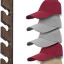 Hat Rack for Wall Baseball Cap Organizer Hanger (2 Pack) Modern Wooden Hat Holder Wall-Mounted Caps Display for Closet Door Bedroom Entryroom Laundry (Brown)