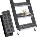 RUNROLE RV Step Covers 3 Pack Embossed Camper Stair Rugs Non Slip Carpet for Mobile Home - 19.5x7.5 Inches, Paws Patterns