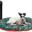 Furhaven Outdoor Travel Dog Bed for Small Dogs w/ Carry Bag, Washable & Foldable, Great for Crates & Kennels - Trail Pup Travel Pillow Mat w/ Stuff Sack Bag - Paprika/Camo-Paw, Small (32.0"L x 26.0"W x 2.0"Th)