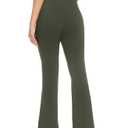 EGOCKAL Women's Flare Leggings Bootcut Yoga Pants High Waisted Bell Bottom Workout Dress Pants with Pockets Army Green (Green, L)