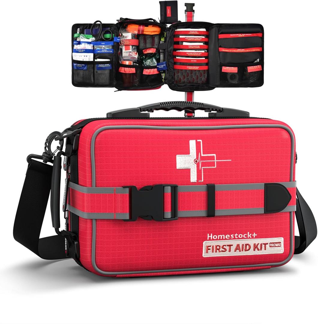 Advanced Comprehensive First Aid Kit with Well Organized Labelled Compartments Removable MOLLE System First Aid Trauma Kits for Car, Home,Camping, Office and etc.-401 Piece (Pro Max)
