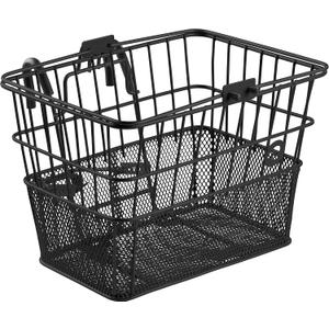 Retrospec Apollo Detachable Front Bike Basket Steel Half-Mesh with Integrated Detachable Hooks and Built-In Handle, Easy Assembly and Portability for Bicycles (Black)