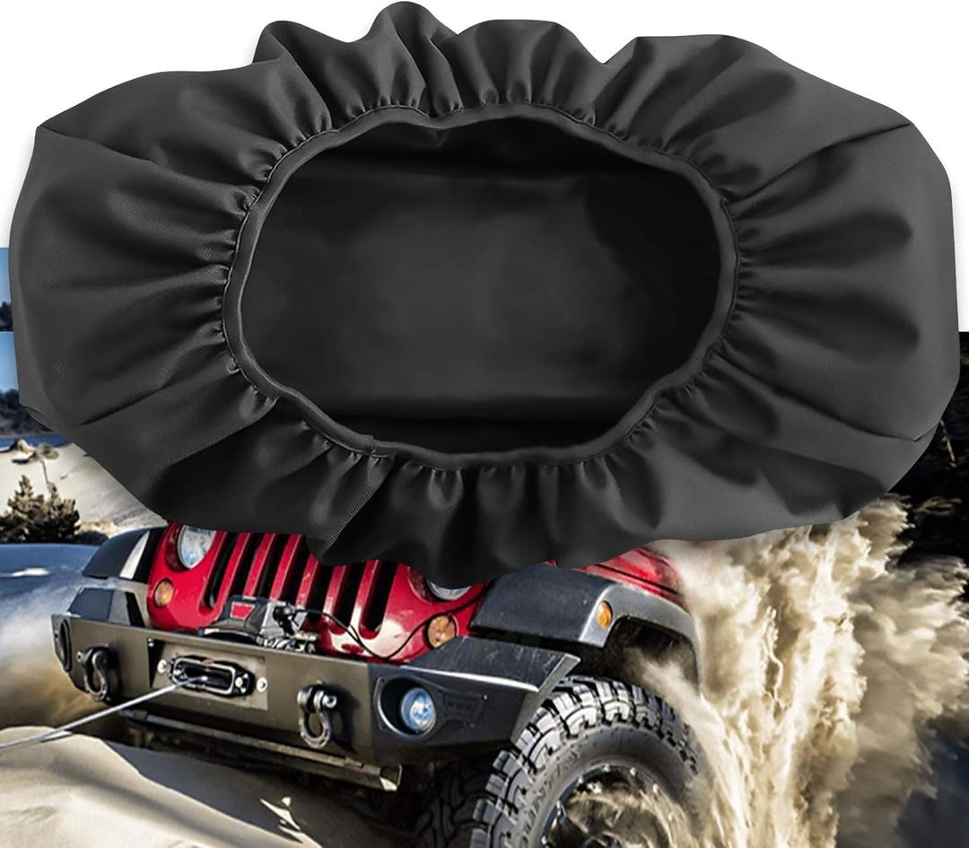 Winch Cover Waterproof, Heavy Duty 600D Breathable Oxford Fabric Dust-Proof Winch Protection Cover, Compatible with Most 8500-17500 Lbs Electric Winches, Indoor/Outdoor - (21.5 x 9.5 x 7.5)