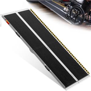 VNN Portable Wheelchair Ramp 7FT, Seamless Non-Slip Aluminum Ramps for Wheelchairs for Home, Handicap Wheelchair Ramps for Home Steps, Aluminum Loading Dock Plates, Doorways, Black