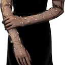 Pearl Womens Wedding Gloves Long Tulle Bridal Black Finger 20s Opera Evening Party Sheer Gloves for Brides