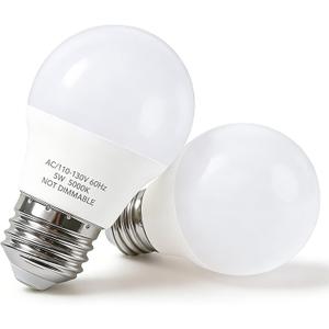 PARTPHONER 5W LED Refrigerator Light Bulbs 40 Equivalent, A15 Small Applicance Light Bulb E26 Medium Base, 120V Waterproof Fridge Bulbs Daylight White Freezer Home Lighting Lamp Non-dimmable, 2 Pack