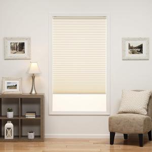 DEZ FURNISHINGS Cordless 1" Light Filtering Pleated Shade, Fabric, 24" W x 48" H, Ecru