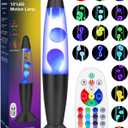 Color Changing Black Liquid Motion Lamps: 17 Colors LED Night Light for Adults with Remote & Timer, Smart Ambient Mood Lighting for Bedroom Office, Novelty Cool Christmas Birthday Gifts, 13 Inch (White)