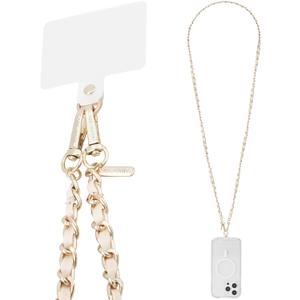 Case-Mate Crossbody Phone Lanyard [Works with All Phones] Hands-Free Strap - Leather Cell Phone Charm - Neck Chain Holder for iPhone 17 Pro Max /16 Pro Max /15/14/13/S25 Ultra - Gold Chain Tan Leather